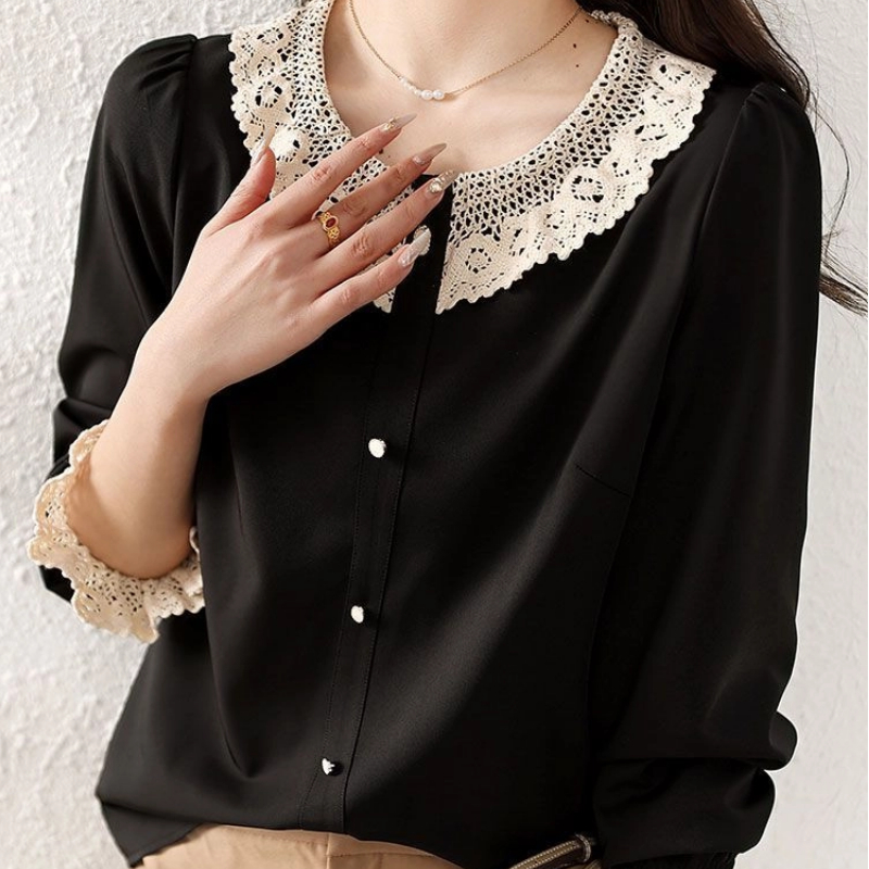 Women'S Formal Wear Blouse - Kadın Giysileri Kontrast Patchwork Zarif Bluz