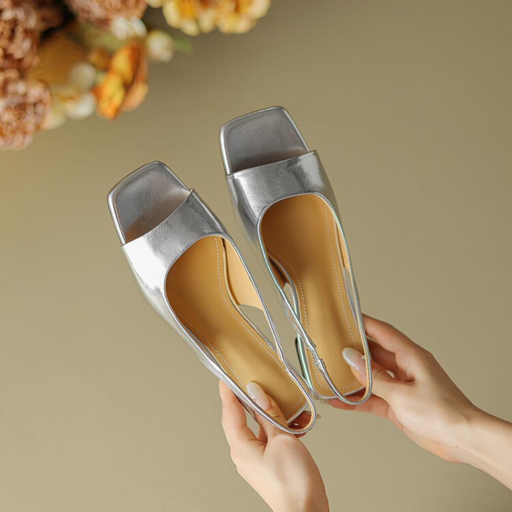 Kitten Heel Women - Rahat Yumuşak Tabanlı Metalik Kitten Topuklu