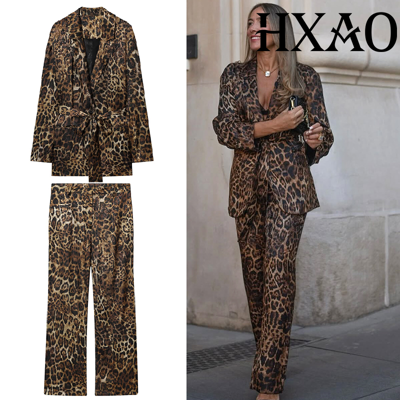 Formal Attire Woman - HXAO Leopar Desenli Pantolon Takımları 2