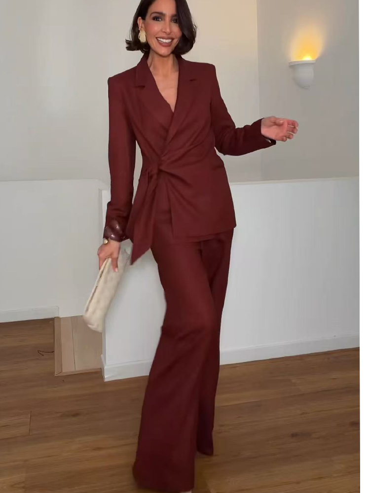Women Formal Wear Trousers - Moda Ofis Bayan Blazer Pantolon Takım