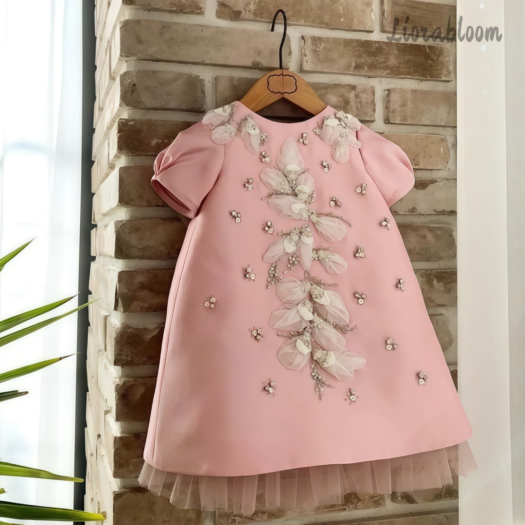 Women Formal Wear H&M - Özenle Tasarlanmış Pembe Çocuk Abiyesi İnci
