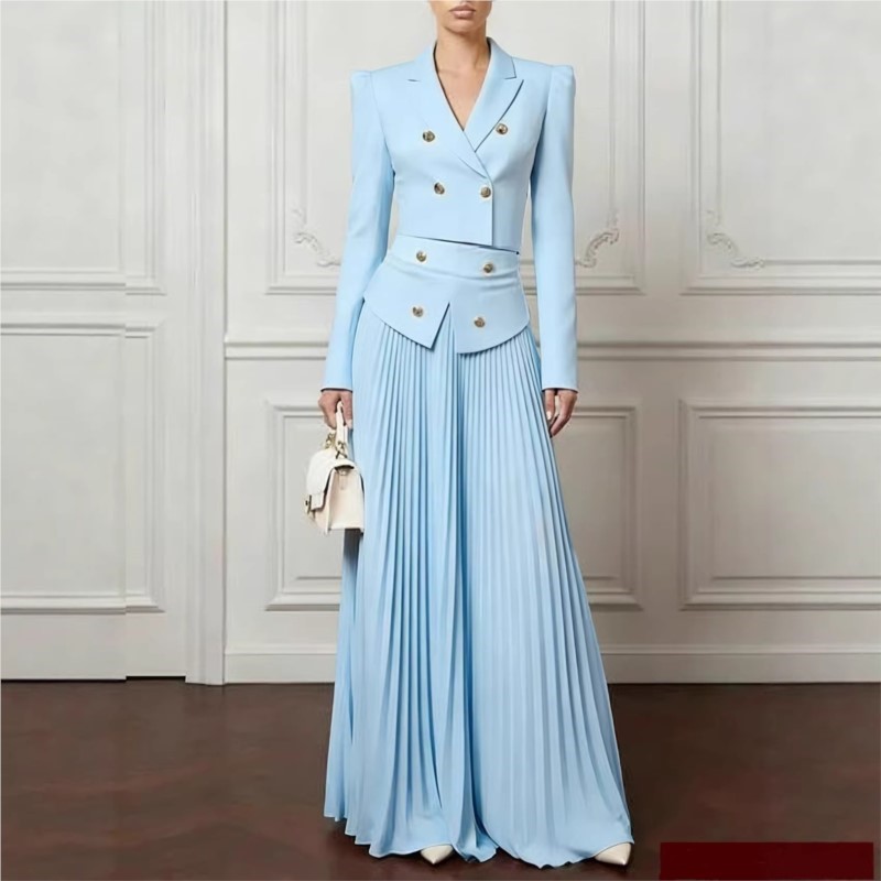 Women Formal Wear Set - Zarif Mizaç 2 Parçalı Set Yaka