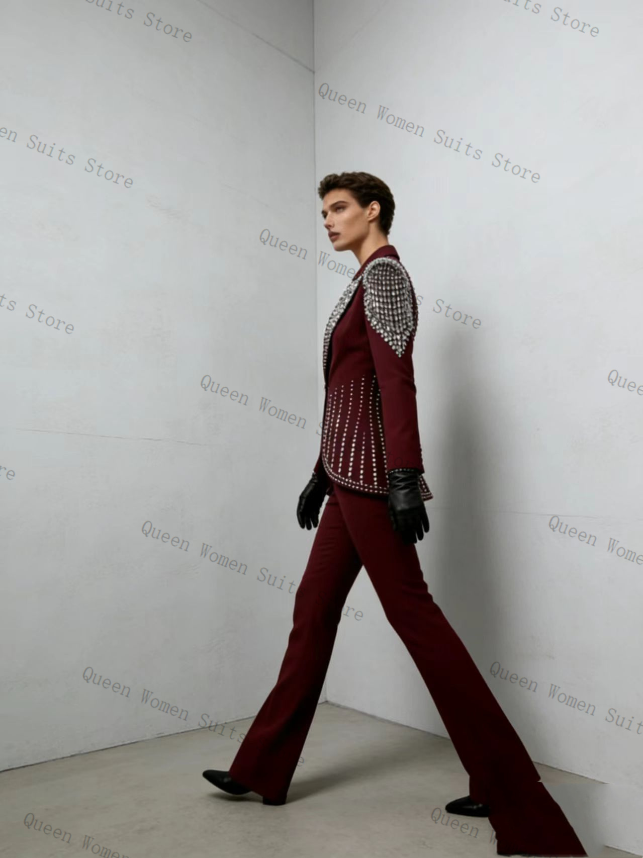 Women Formal Wear Coat - Bordo Kadın Takım Elbise Seti 2