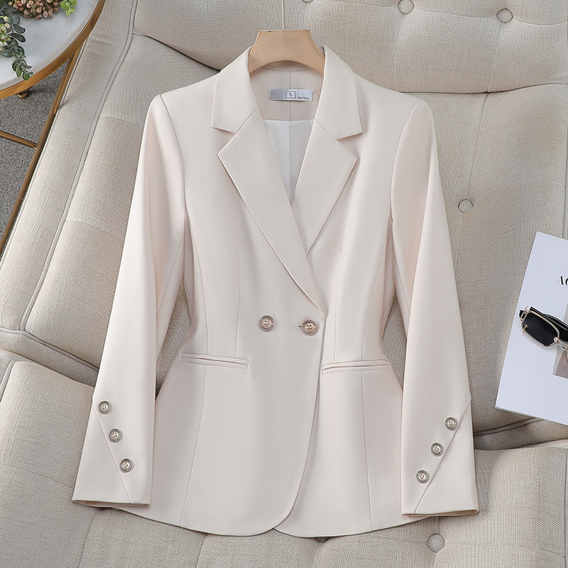 Women Formal Wear Winter - Kadın Kruvaze Katı Blazer Sonbahar Kayısı