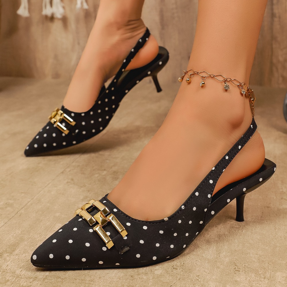 Siyah Beyaz Puantiyeli Yüksek  - Kitten Heel Women incelemesi ve fiyatı