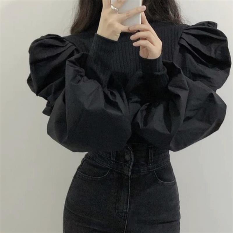 Örgü puf uzun kollu bluz kadın - Women'S Formal Wear Blouse incelemesi ve fiyatı