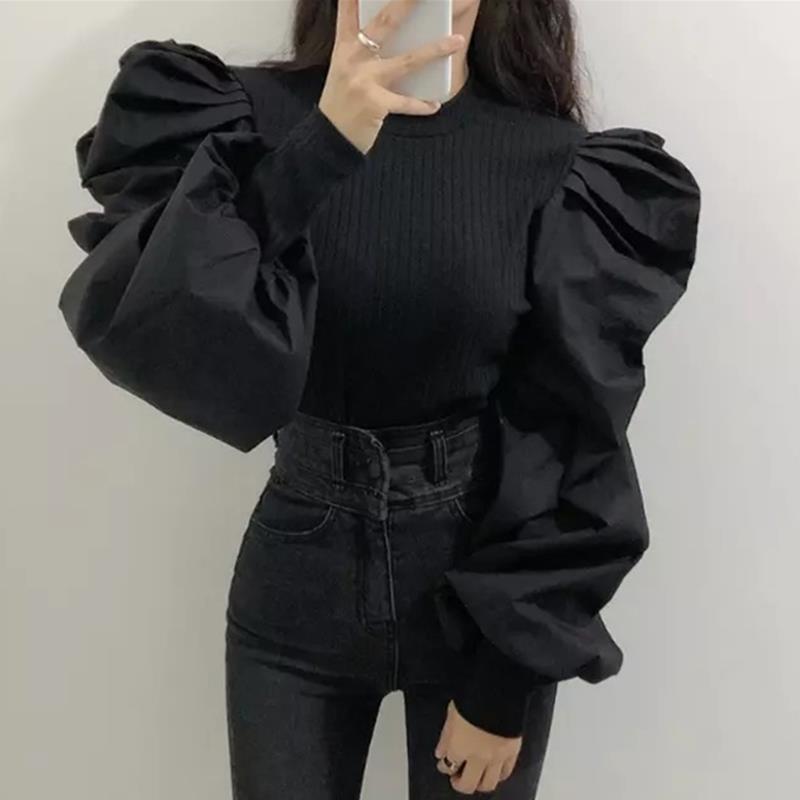 Örgü puf uzun kollu bluz kadın - Women'S Formal Wear Blouse incelemesi ve fiyatı